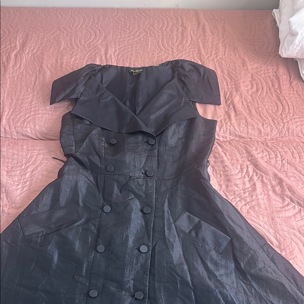 Elegant Black Double-Breasted Women's Dress